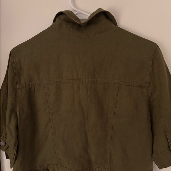 Nicole Miller Linen Khaki Utility Jacket/Top - Picture 4 of 5